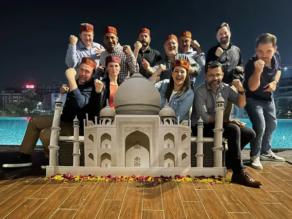 Team members celebrating diversity in the diversity team building activity